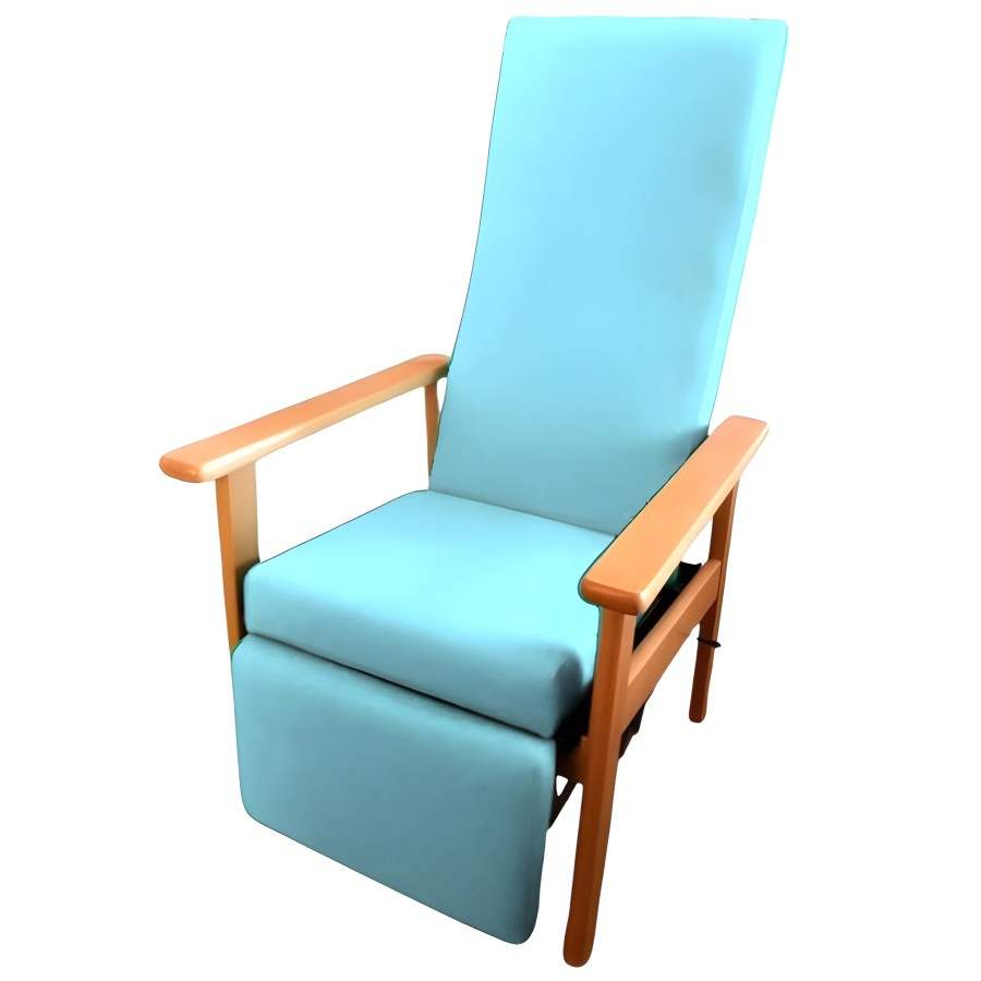 Sillón geriátrico reclinable con reposapiernas