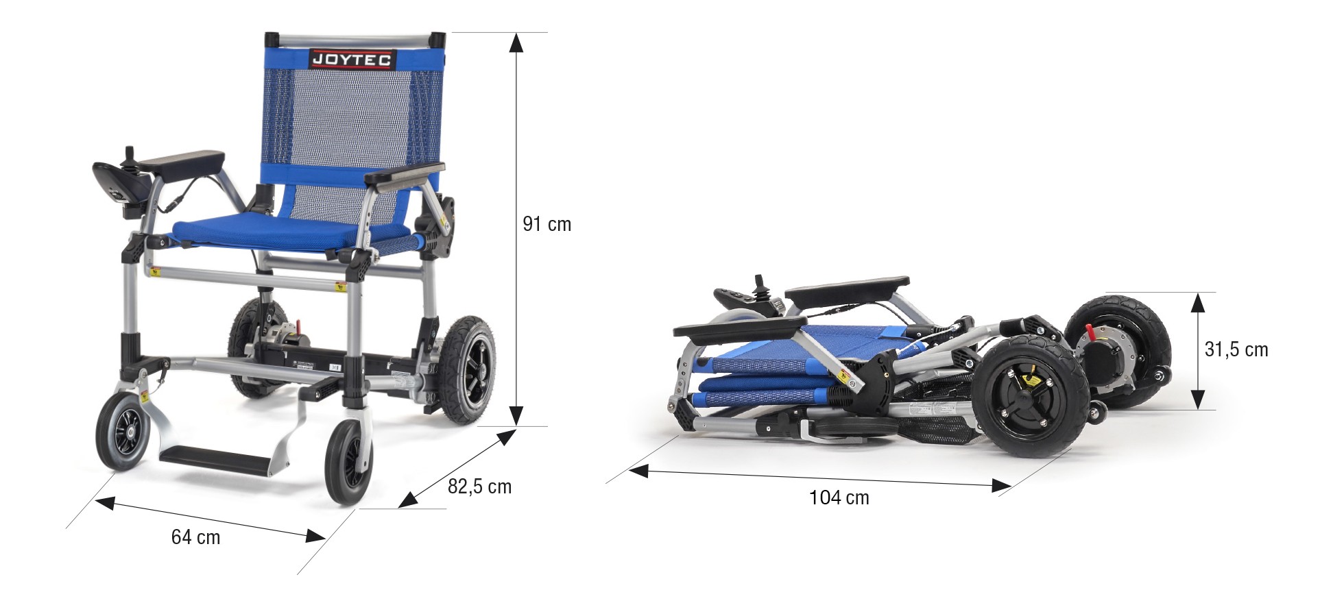 Dimensiones de la silla de ruedas eléctrica Joytec